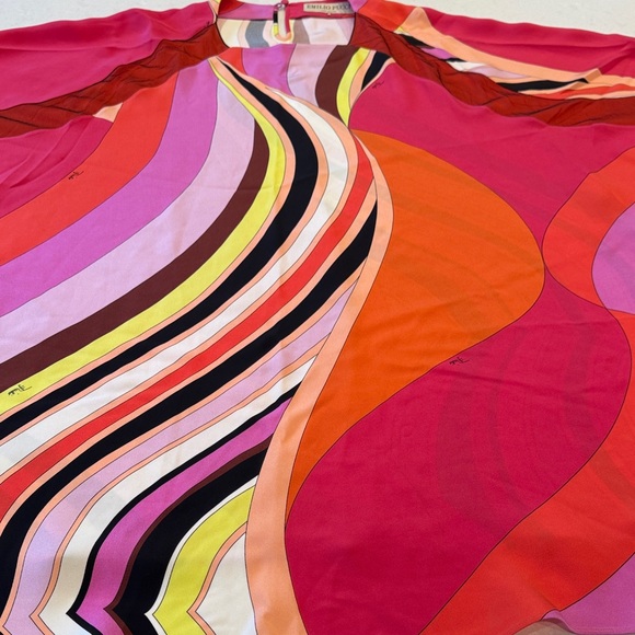Emilio Pucci Tops - Emilio Pucci Pink and Orange Silk poncho